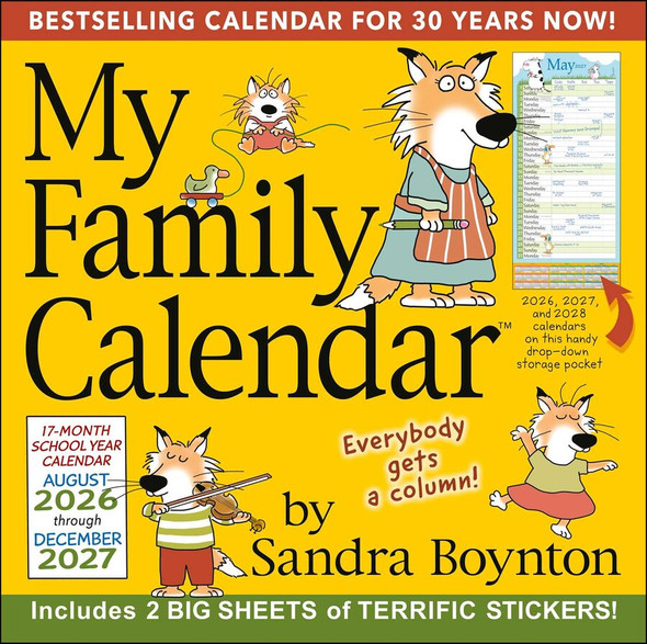 Sandra Boynton's 2027 My Family Wall Calendar front cover by Sandra Boynton, ISBN: 9798881607210