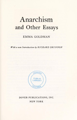 Anarchism and Other Essays front cover by Emma Goldman, ISBN: 0486224848