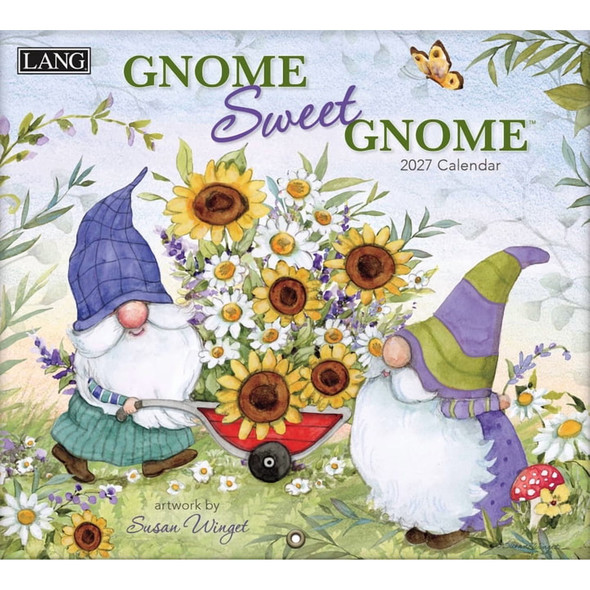 Gnome Sweet Gnome 2027 Wall Calendar front cover, ISBN: 1469441888
