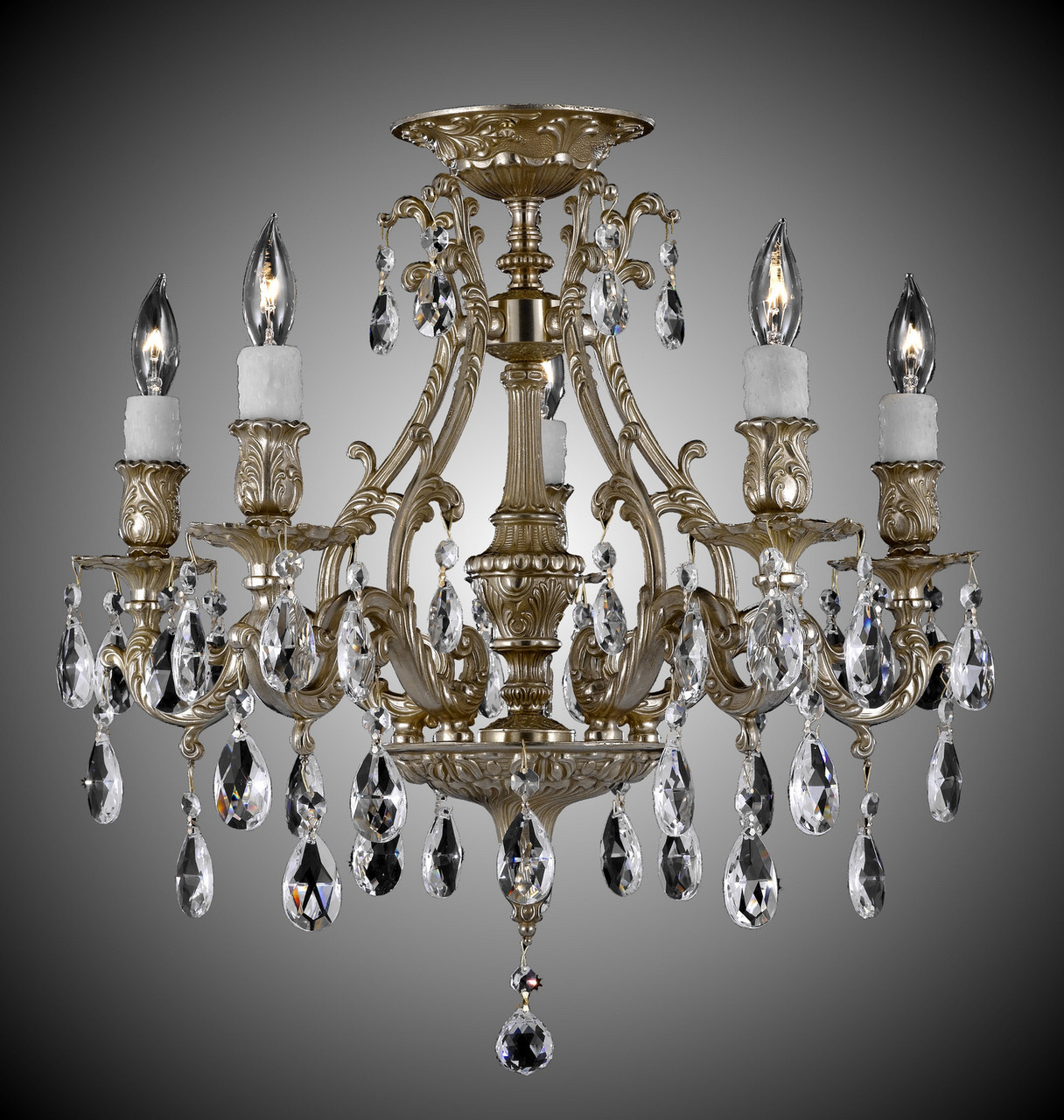 Chateau Five Light Chandelier in French Gold Glossy