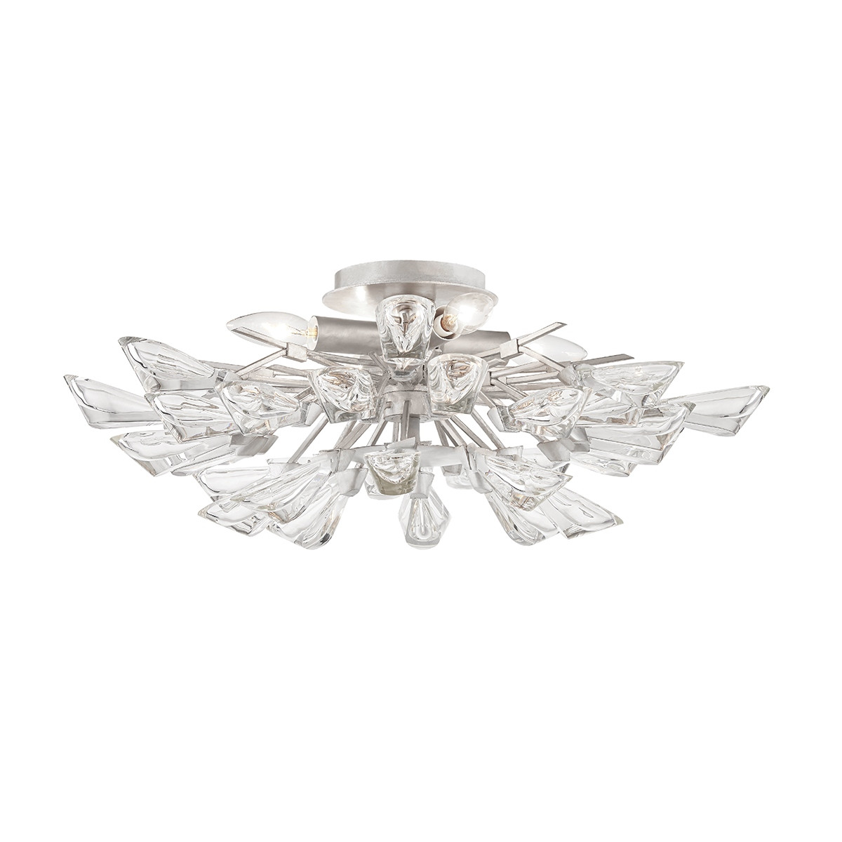 Tulip Four Light Semi Flush Mount in Silver Leaf