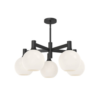 Castilla Five Light Chandelier in Matte Black/Opal Matte Glass (452|CH506129MBOP)
