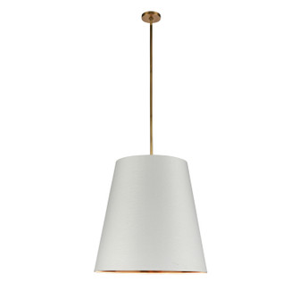 Calor Three Light Pendant in Vintage Brass/White Linen With Gold Parchment (452|PD311025VBWG)