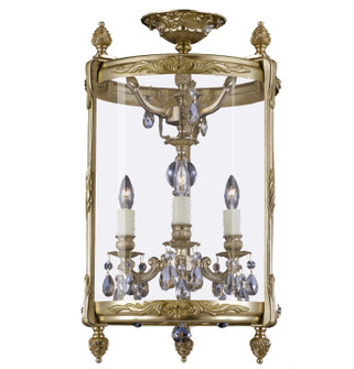 Lantern Three Light Semi-Flush Mount in Polished Brass w/Umber Inlay (183|LTFM2213-A-01G-PI)