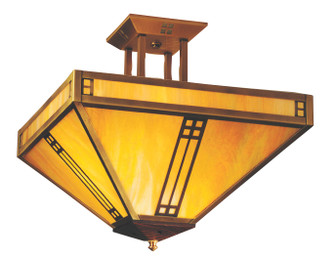 Prairie Four Light Semi-Flush Ceiling Light in Antique Brass (37|PIH-15GW-AB)