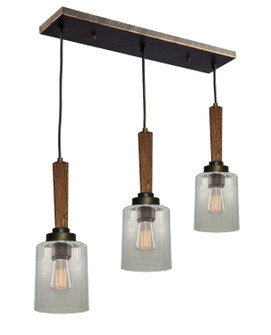 Legno Rustico Three Light Island Pendant in Burnished Brass (78|AC10143BB)