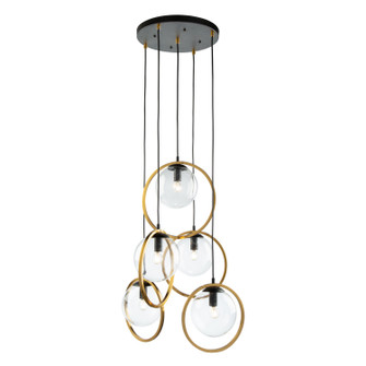 Lugano Five Light Pendant in Black & Vintage Brass (78|AC10895VB)