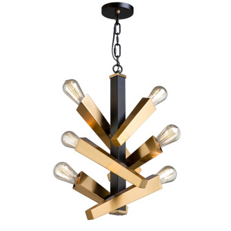 Olympia Six Light Chandelier in Black & Satin Brass (78|AC11157)