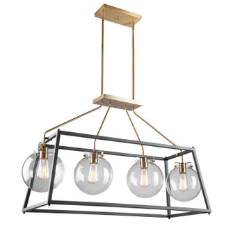 Bridgetown Four Light Island Pendant in Black & Harvest Brass (78|AC11604VB)