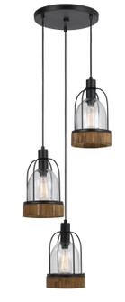 BEACON Three Light Pendant in Wood/Dark Bronze (225|FX-3584-3)