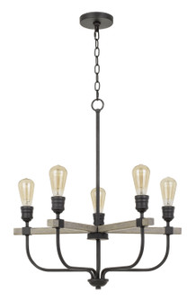 Sion Five Light Chandelier in Natural wood/Iron (225|FX-3734-5)