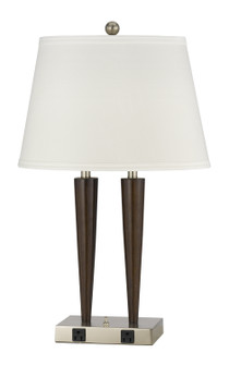 Hotel Two Light Table Lamp in Brushed Steel Wood (225|LA-2025DK-2RBW)