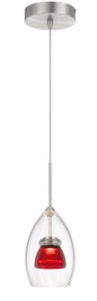 Dimmable with Lutron Brand Dimmers: DVCL-153P, SCL LED Mini Pendant in Red Clear (225|UP-128-CL-REDCL)