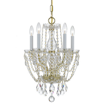 Traditional Crystal Five Light Mini Chandelier in Polished Brass (60|1129-PB-CL-SAQ)