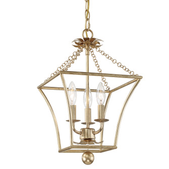 Broche Three Light Mini Chandelier in Antique Gold (60|514-GA)