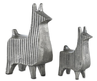 Cria Silver Llama Set of 2 Sculptures Set of 2 in Silver Antique (142|1200-0378)