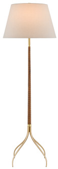 Circus One Light Floor Lamp in Natural/Wood/Brushed Brass (142|8000-0087)
