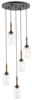 Hightider Collection Five Light Pendant in French Black/Natural Rope (142|9000-0652)