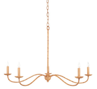 Saxon Rattan Five Light Chandelier in Saddle Tan/Natural Rattan (142|9000-0848)