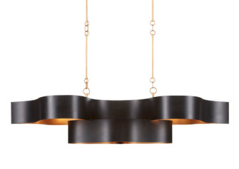 Grand Lotus Six Light Chandelier in Satin Black/Contemporary Gold Leaf (142|9000-0853)