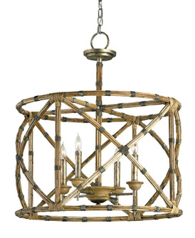 Palm Beach Four Light Lantern in Washed Wood/Natural/Pyrite Bronze (142|9694)