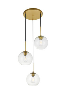 BAXTER Three Light Pendant in Brass and Clear (173|LD2208BR)