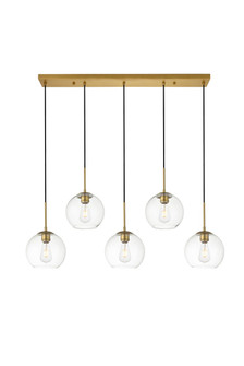 BAXTER Five Light Pendant in Brass and Clear (173|LD2228BR)