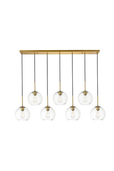 BAXTER Seven Light Pendant in Brass and Clear (173|LD2230BR)