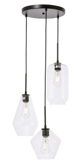 Gene Three Light Pendant in Black and Clear glass (173|LD2268BK)
