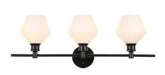 Gene Three Light Wall Sconce in Black and Frosted white glass (173|LD2317BK)