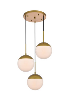 Eclipse Three Light Pendant in Brass and frosted white (173|LD6072BR)