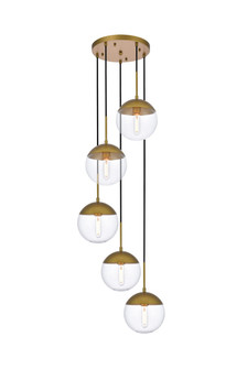 Eclipse Five Light Pendant in Brass and Clear (173|LD6079BR)