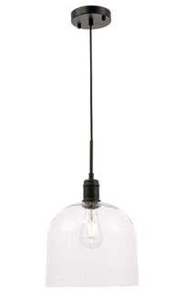 Gabe One Light Pendant in Black and Clear seeded glass (173|LD6213BK)