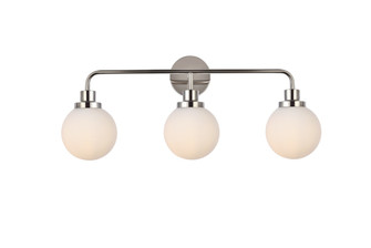 Hanson Three Light Bath in polished nickel and Frosted Shade (173|LD7034W28PN)
