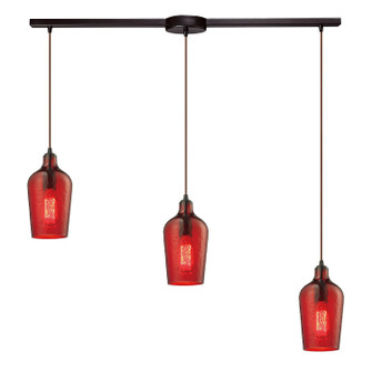 Hammered Glass Three Light Pendant in Oil Rubbed Bronze (45|10331/3L-HRD)