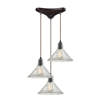 Hand Formed Glass Three Light Pendant in Oil Rubbed Bronze (45|10435/3)