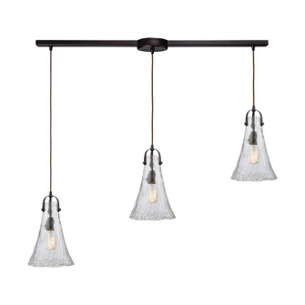 Hand Formed Glass Three Light Pendant in Oil Rubbed Bronze (45|10555/3L)