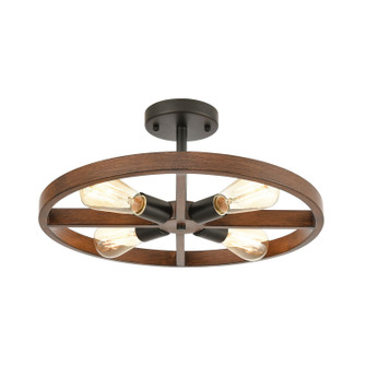 Wheeling Four Light Semi Flush Mount in Matte Black (45|18384/4)