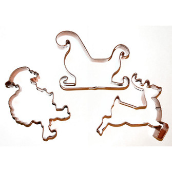 Cookie Cutter Set (1 Santa, 1 Reindeer, 1 Sleigh) in Copper (45|HSET003/S3)