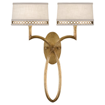 Allegretto Two Light Wall Sconce in Gold w/White Linen Shades (48|784750-2ST)