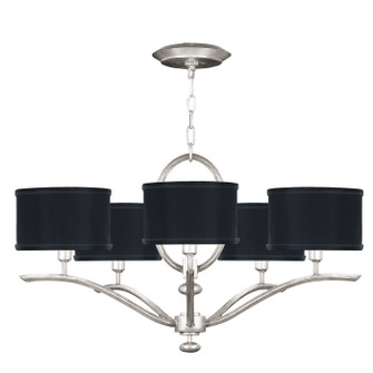 Allegretto Five Light Chandelier in Silver Leaf w/Black Fabric & Silver Inner Lining Shade (48|785440-SF42)