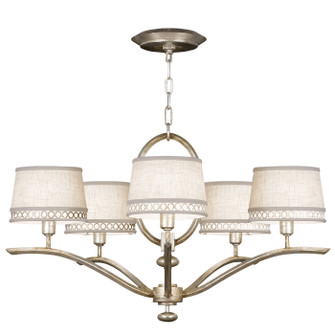 Allegretto Five Light Chandelier in Silver w/White Linen Shades (48|785440ST)