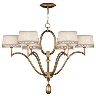 Allegretto Six Light Chandelier in Gold w/White Linen Shades (48|785840-2ST)