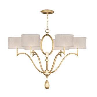 Allegretto Six Light Chandelier in Gold Leaf w/Champagne Fabric Shades (48|785840-SF33)