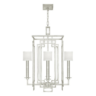 Cienfuegos Four Light Chandelier in Silver Leaf w/White Fabric Shades (48|889040-SF41)