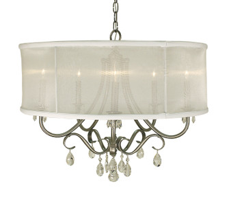 Liebestraum Five Light Chandelier in Brushed Nickel w/Sheer White Shade (8|1236 BN/SWH)
