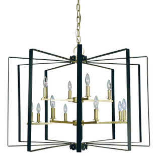 Camille 12 Light Foyer Chandelier in Satin Brass w/Matte Black Accents (8|3058 SB/MBLACK)