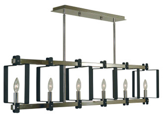 Camille Six Light Island Chandelier in Satin Brass w/Matte Black Accents (8|3060 SB/MBLACK)