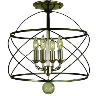 Nantucket Four Light Flush / Semi-Flush Mount in Mahogany Bronze and Polished Nickel (8|4411 MB/PN)