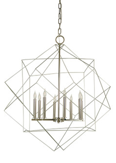 Etoile Eight Light Foyer Chandelier in Satin Pewter with Polished Nickel (8|4708 SP/PN)